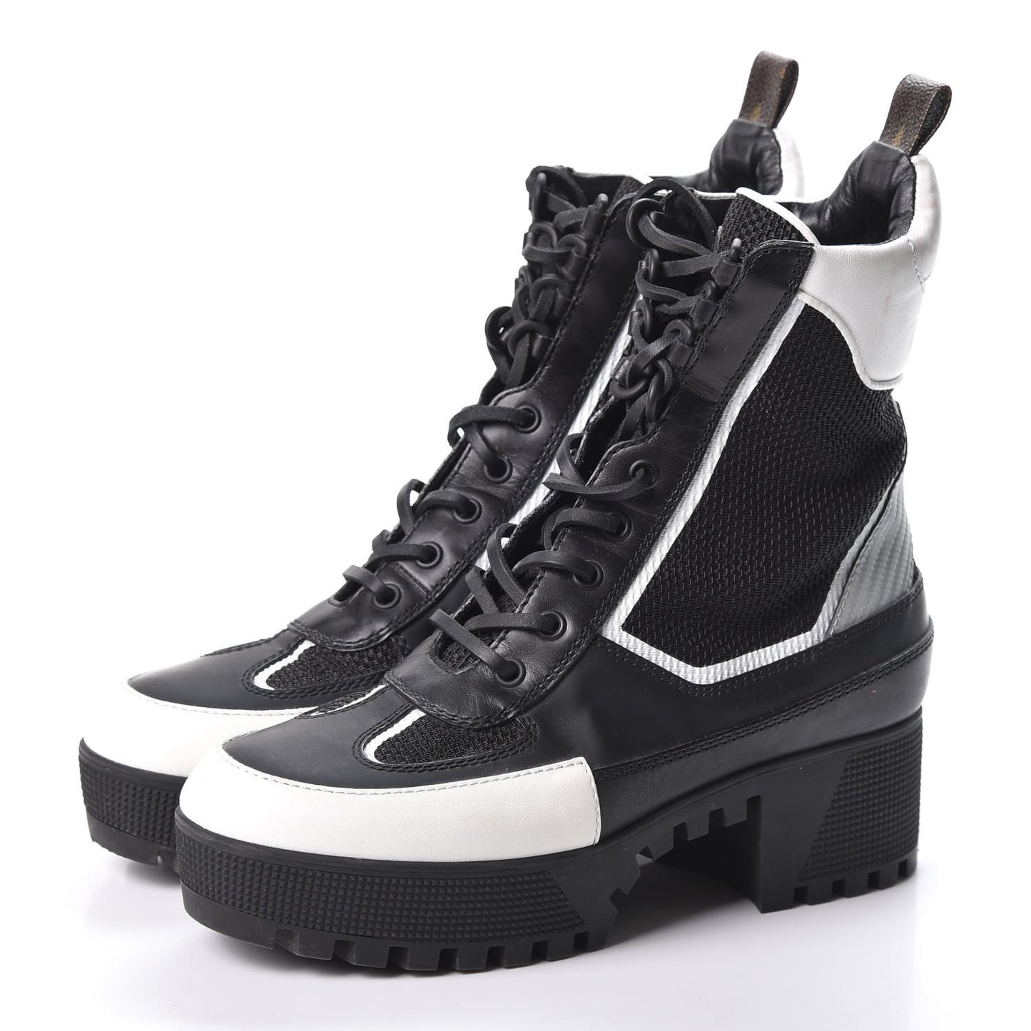Calfskin Technical Nylon Laureate Platform Desert Boot 38 Black White