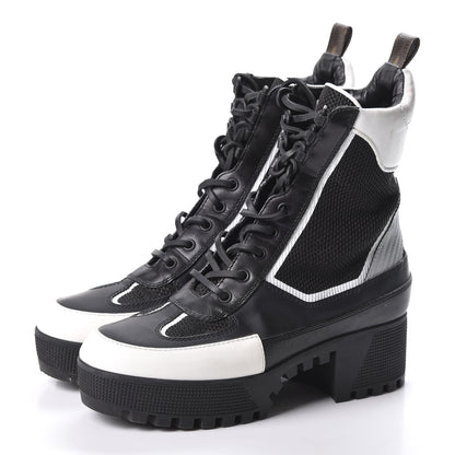 Louis Vuitton Calfskin Technical Nylon Laureate Platform Desert Boot 38 Black White 2 of 10