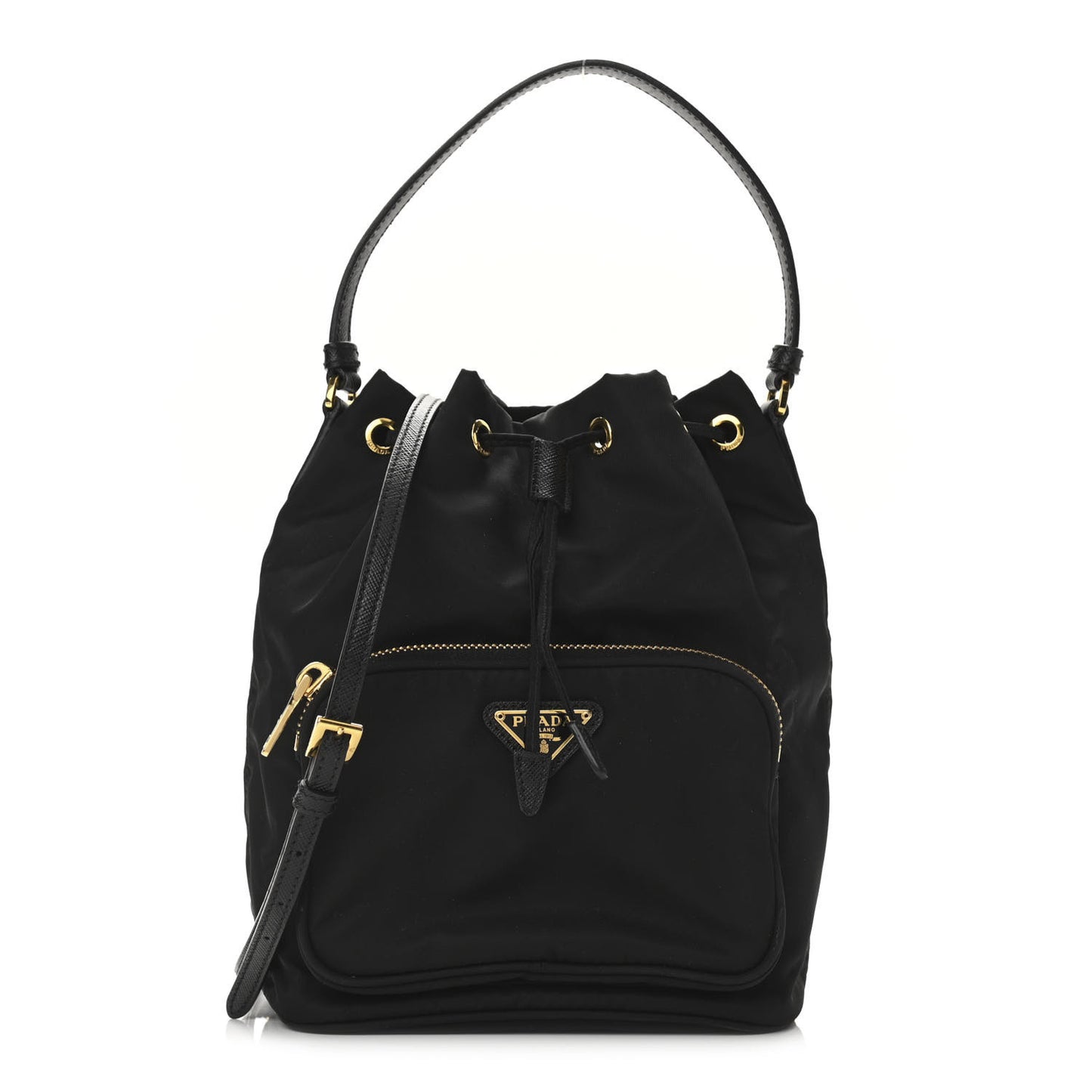 Re-Nylon Duet Drawstring Shoulder Bag Black