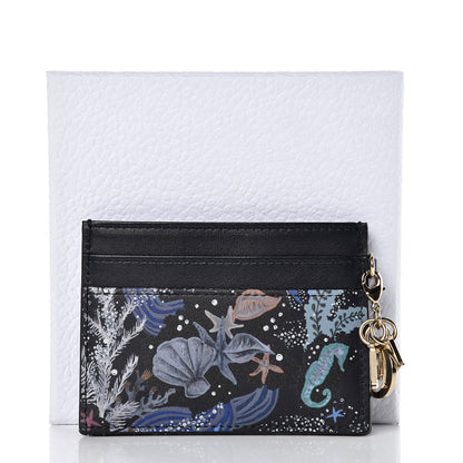 Christian Dior Calfskin Printed Nature Ballet Lady Dior Card Holder Blue 8 of 8