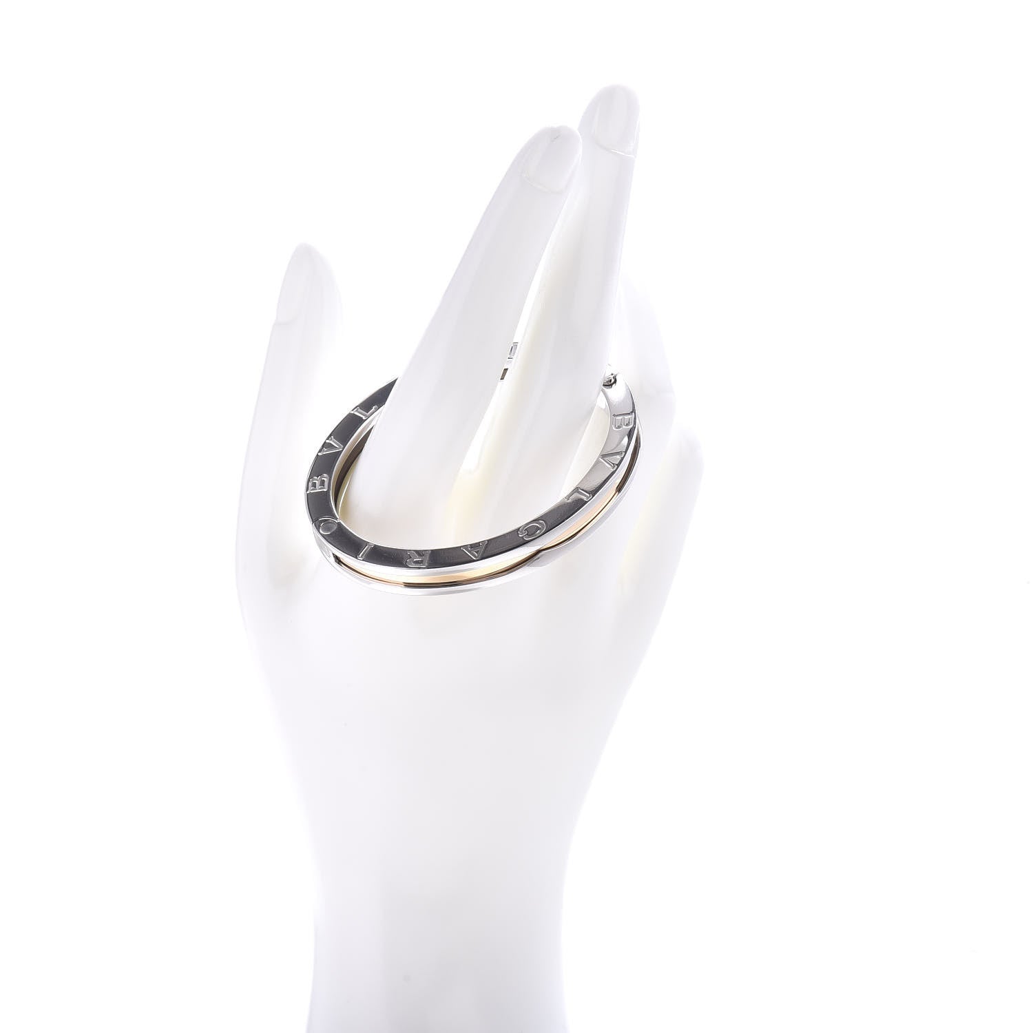 Bulgari 18K Yellow Gold Stainless Steel B.Zero1 Bangle Bracelet S 2 of 4