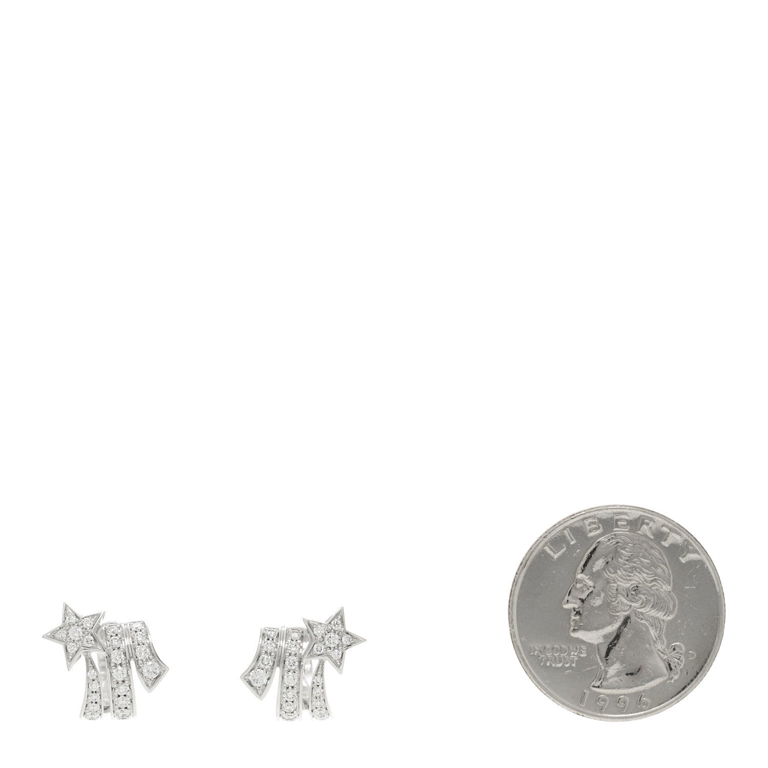 Chanel 18K White Gold Diamond Etoile Filante Earrings 2 of 4