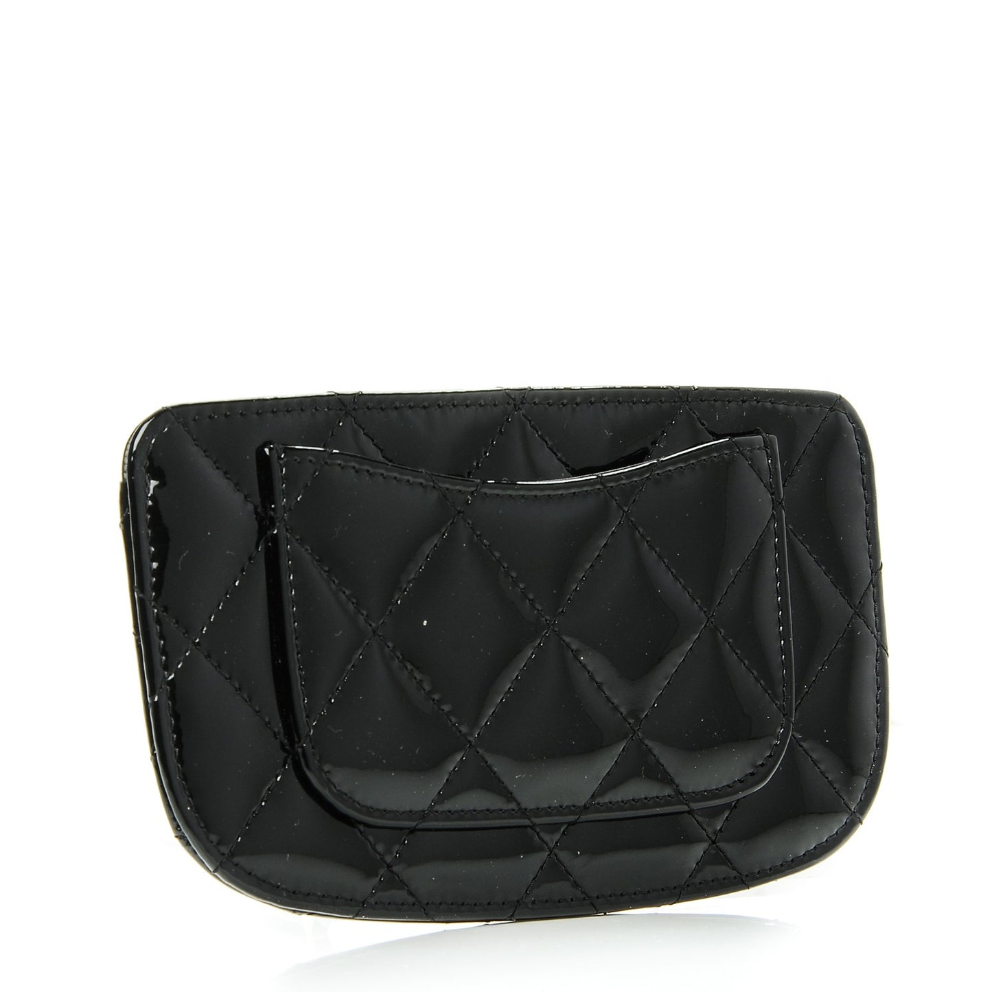 Patent Quilted Card Holder Black
