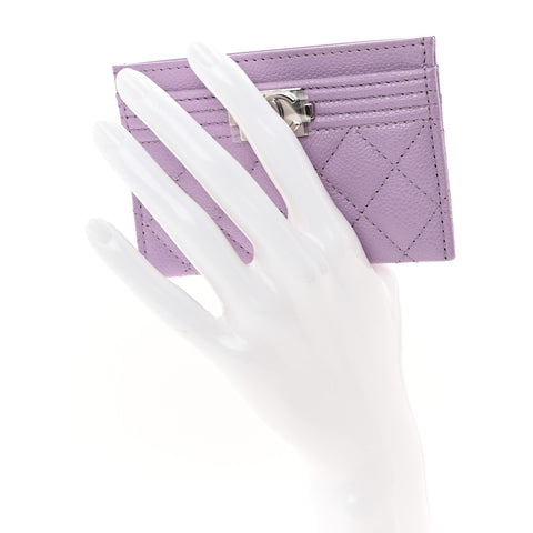 Caviar Quilted Boy Card Holder Light Purple