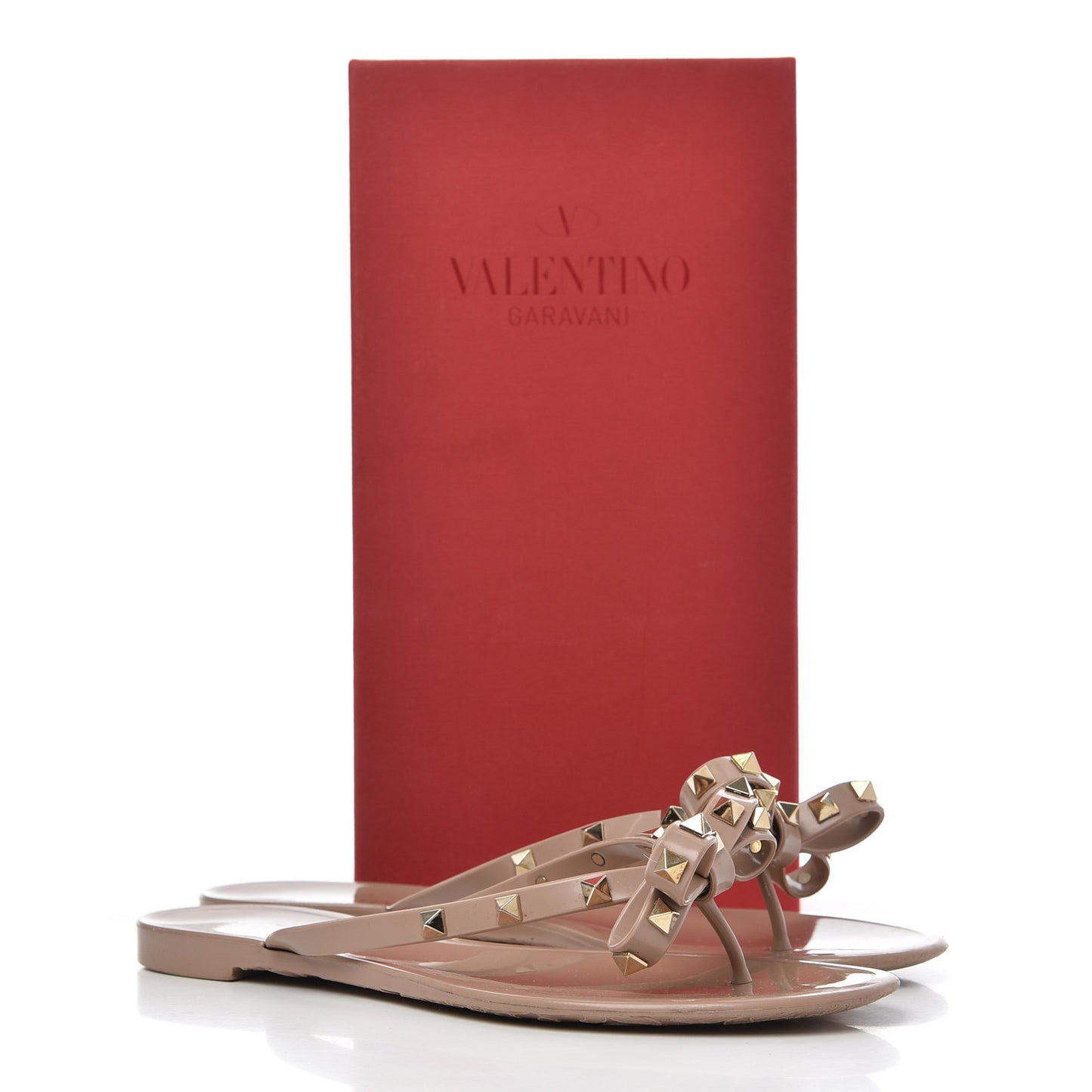 PVC Jelly Rockstud Bow Thong Sandals 41 Poudre
