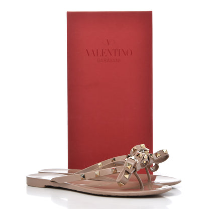 Valentino Garavani PVC Jelly Rockstud Bow Thong Sandals 41 Poudre 18 of 18