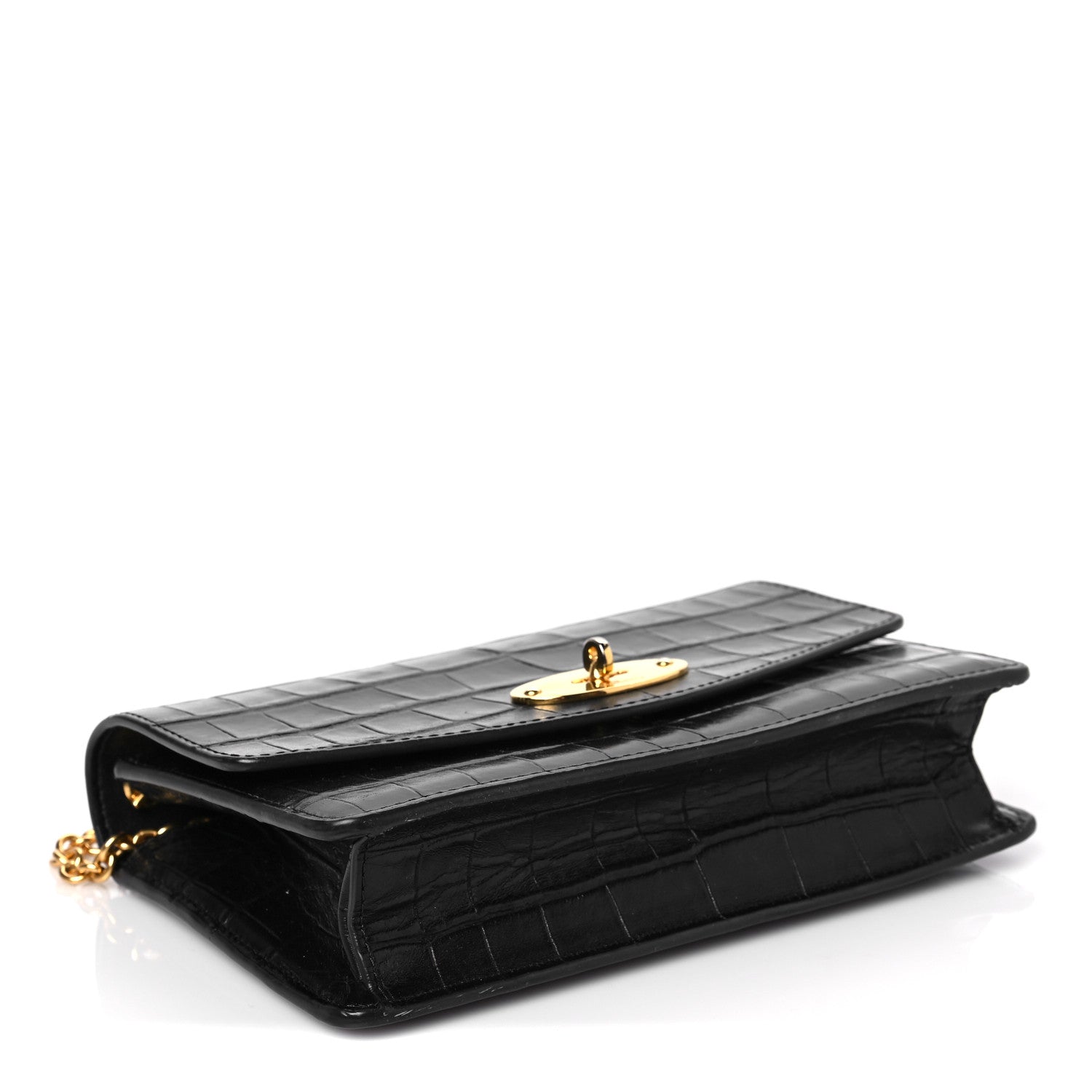Mulberry Crocodile Embossed Calfskin Small Darley Black 6 of 10