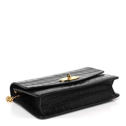 Mulberry Crocodile Embossed Calfskin Small Darley Black 6 of 10