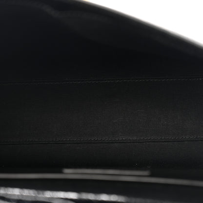 Saint Laurent Shiny Calfskin Crocodile Embossed Manhattan Baguette Black 5 of 11