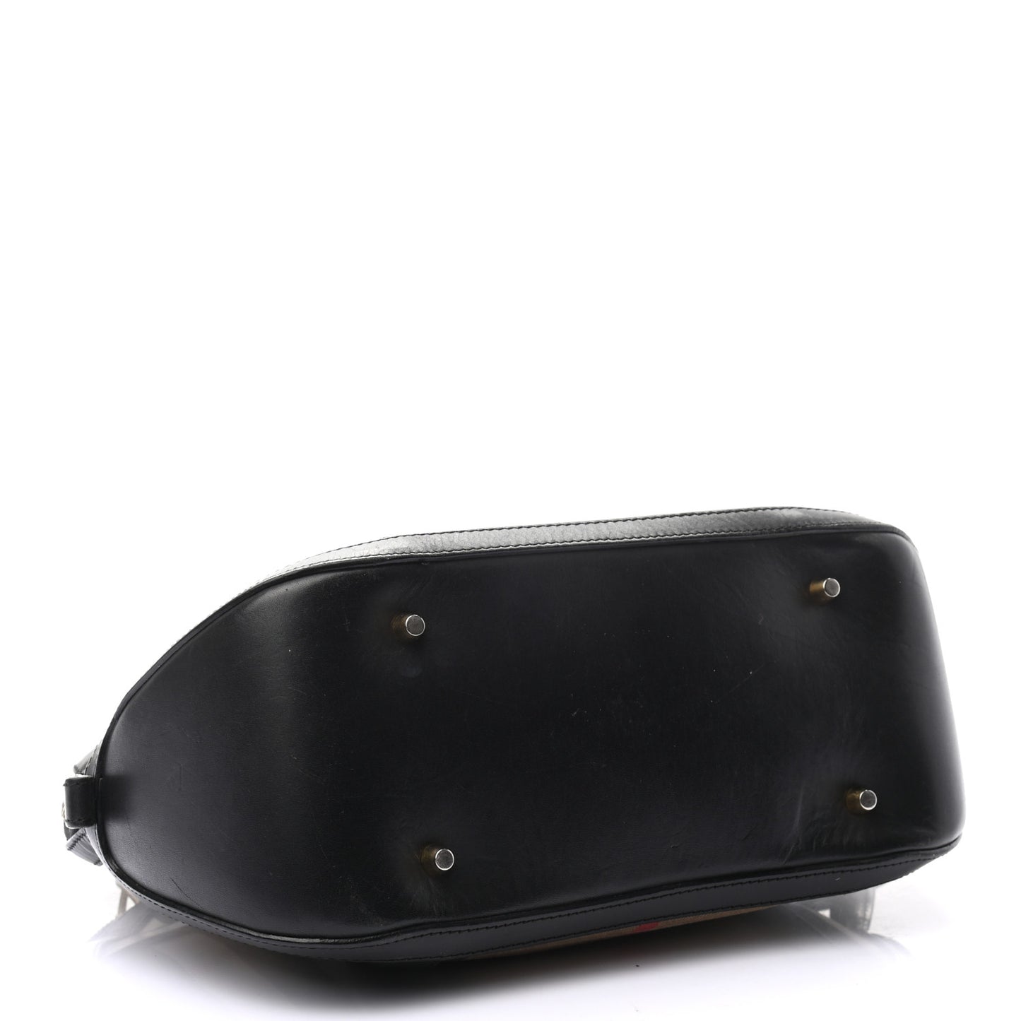 Bridle Calfskin House Check Small Orchard Bowling Bag Black