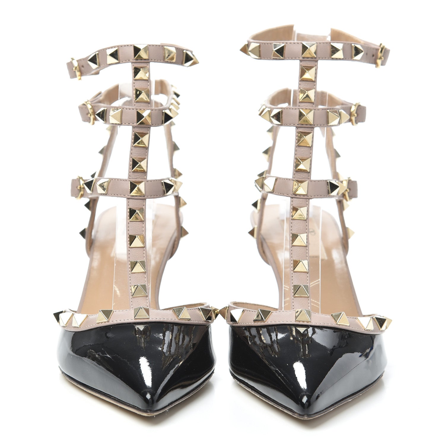 Valentino Garavani Patent Nappa Rockstud Ankle Strap 65mm Pumps 37.5 Black Poudre 3 of 7