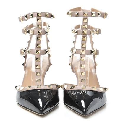 Valentino Garavani Patent Nappa Rockstud Ankle Strap 65mm Pumps 37.5 Black Poudre 3 of 7