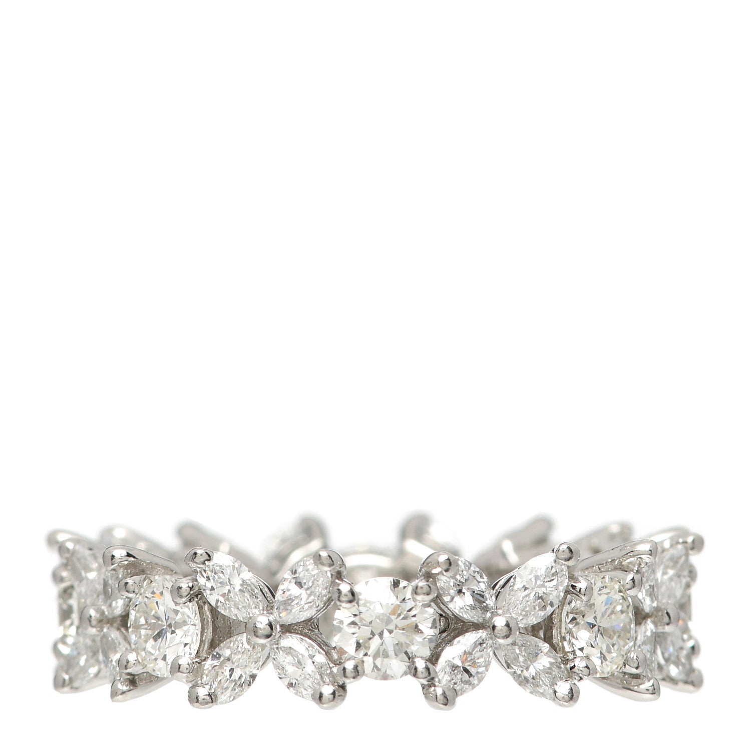 Tiffany Platinum Diamond Victoria Alternating Band Ring 51 5.75 1 of 10