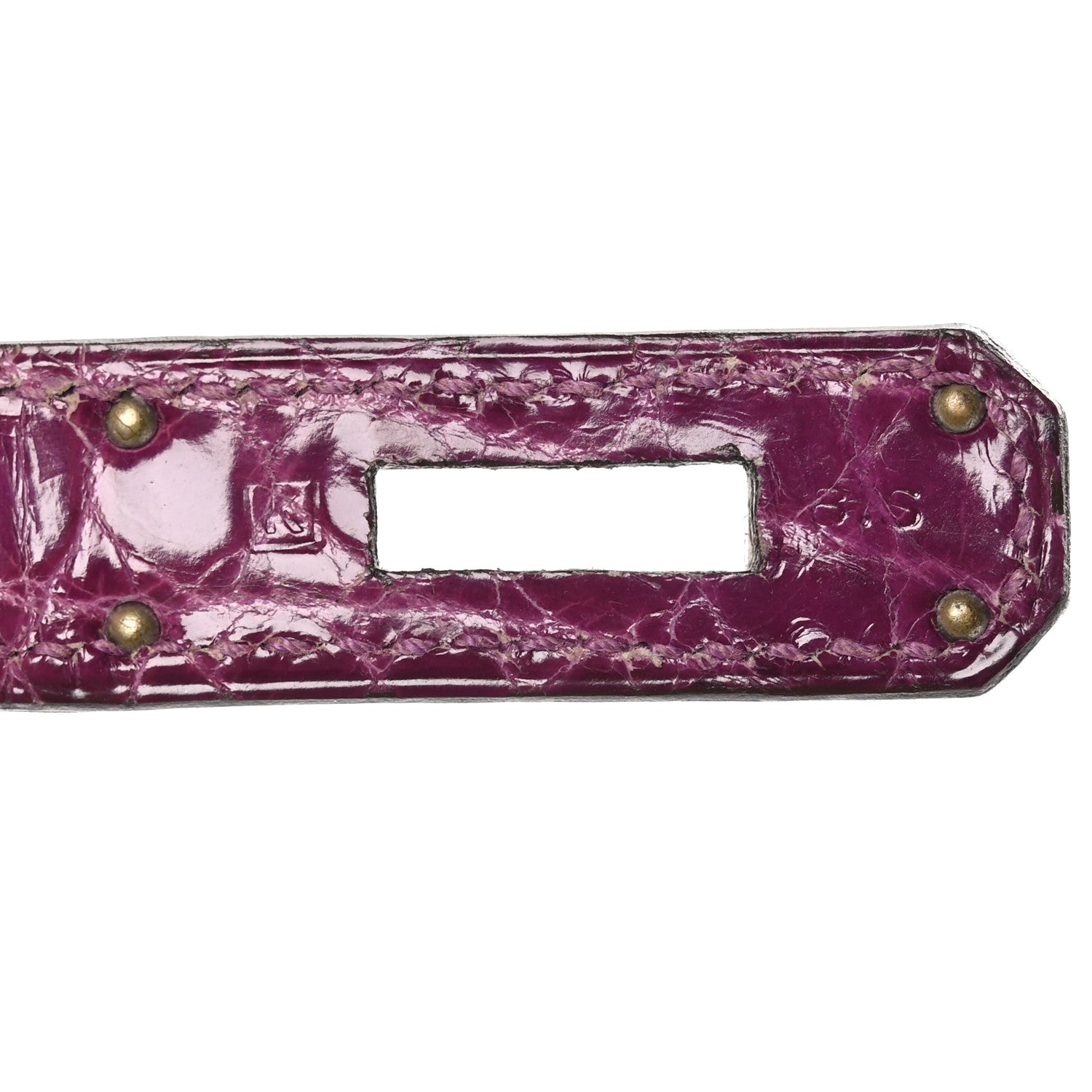 Hermes Shiny Niloticus Crocodile Kelly Sellier 28 Violet 13 of 18