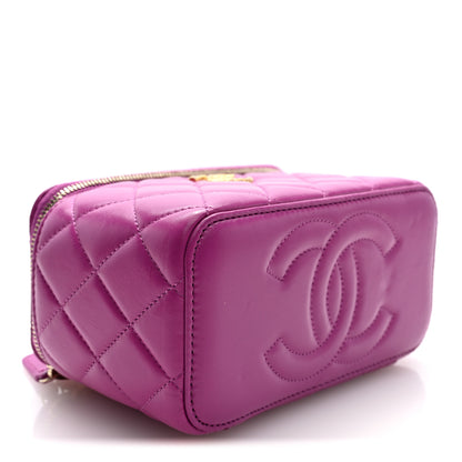 Chanel Lambskin Quilted Small Pillow Crush Vanity Case With Chain Purple 4 of 10