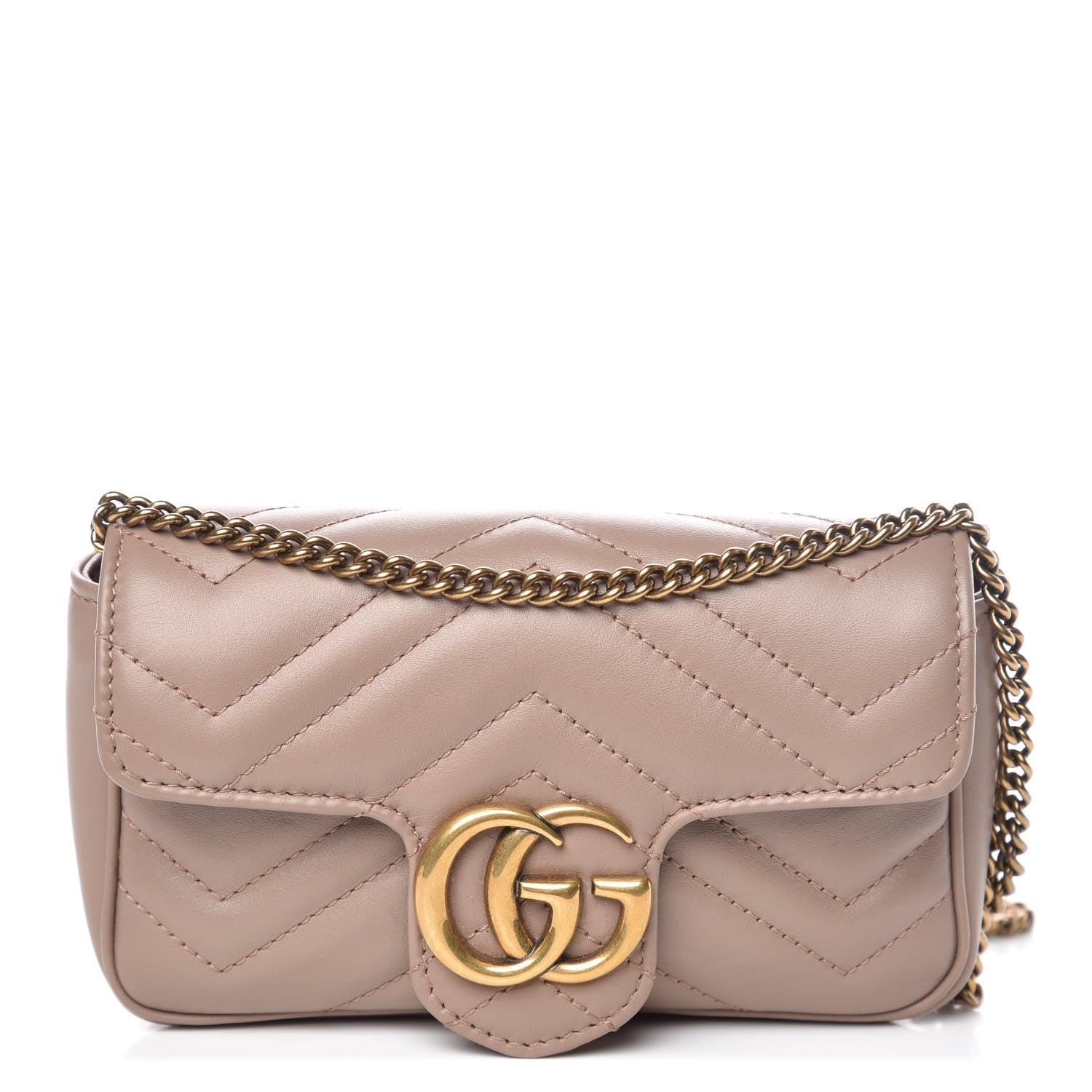 Gucci Calfskin Matelasse Super Mini GG Marmont Shoulder Bag Porcelain Rose 1 of 12