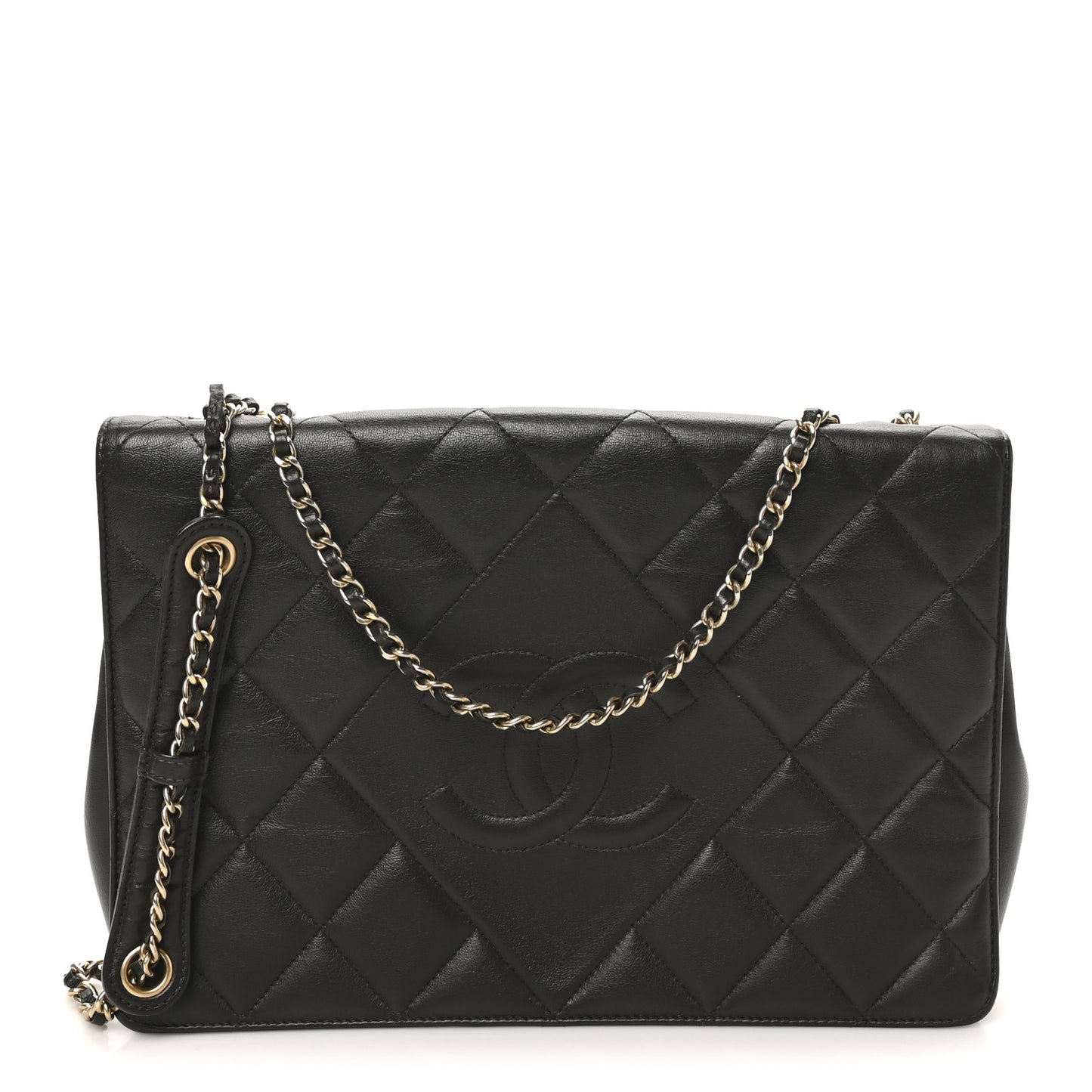 Lambskin Quilted Large Diamond CC Flap Black