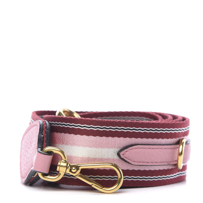 Prada Vitello Daino Striped Fabric Shoulder Strap Petalo 1 of 3