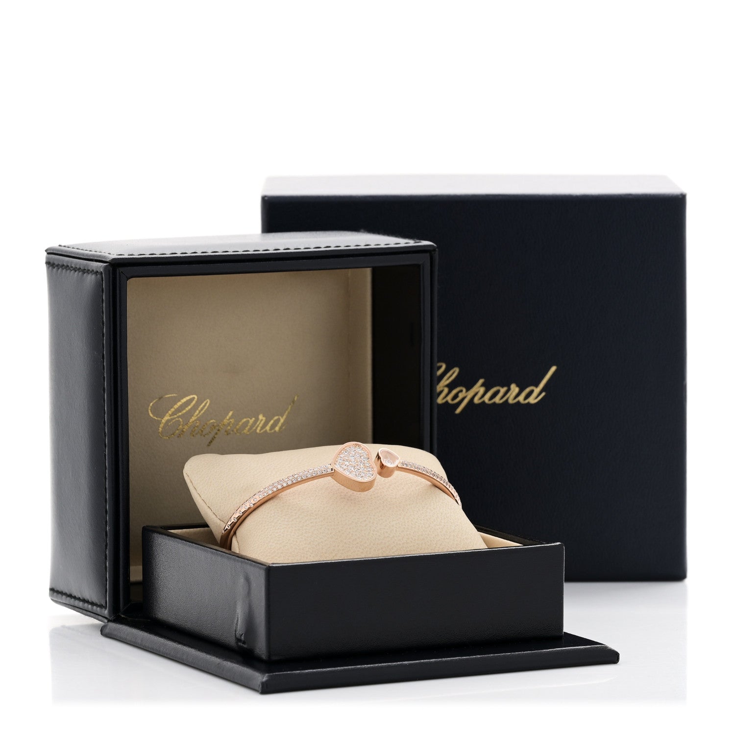 Chopard 18K Rose Gold Diamond Happy Hearts Bangle Bracelet 4 of 4