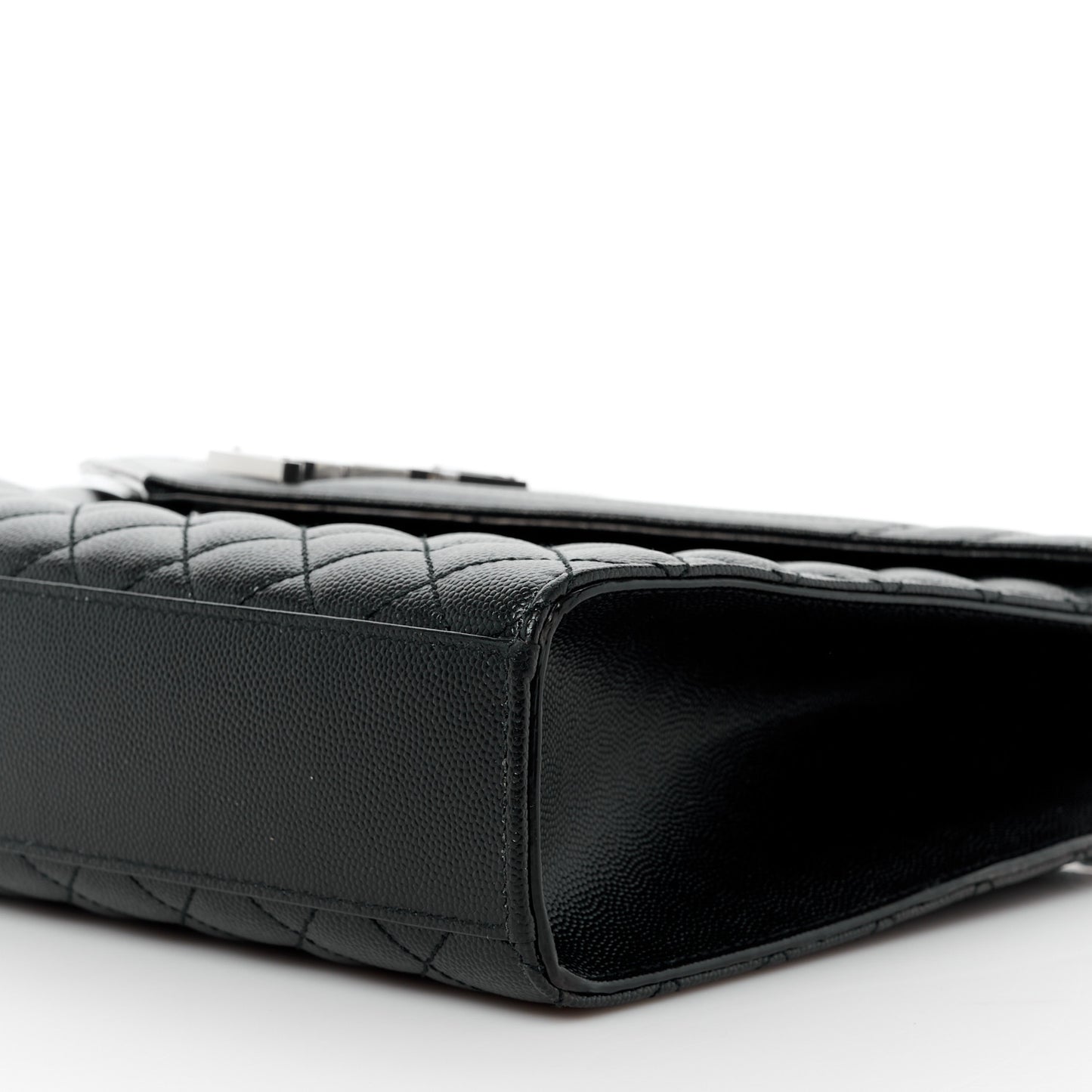 Grain De Poudre Textured Mixed Matelasse Large Triquilt Monogram Satchel Black