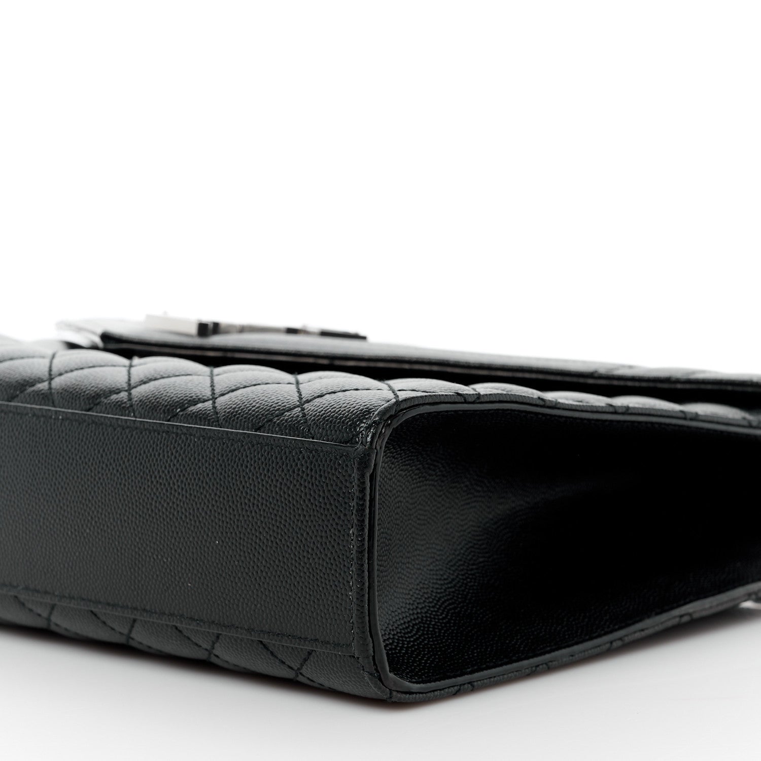 Saint Laurent Grain De Poudre Textured Mixed Matelasse Large Triquilt Monogram Satchel Black 11 of 11