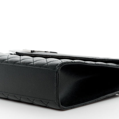 Saint Laurent Grain De Poudre Textured Mixed Matelasse Large Triquilt Monogram Satchel Black 11 of 11