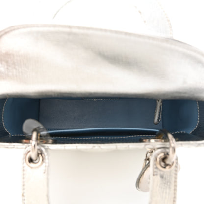 Christian Dior Metallic Grained Calfskin Cannage Small Lucky Badges My Lady Dior Silver 5 of 16