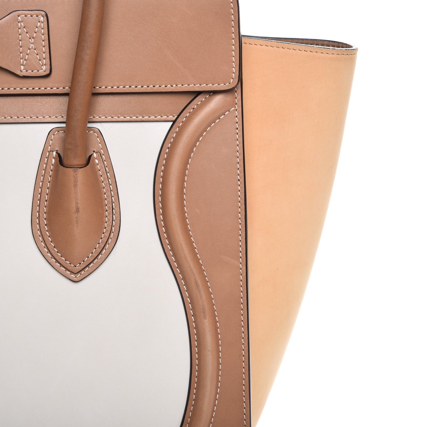 Suede Calfskin Suede Micro Tri-Color Luggage Nude
