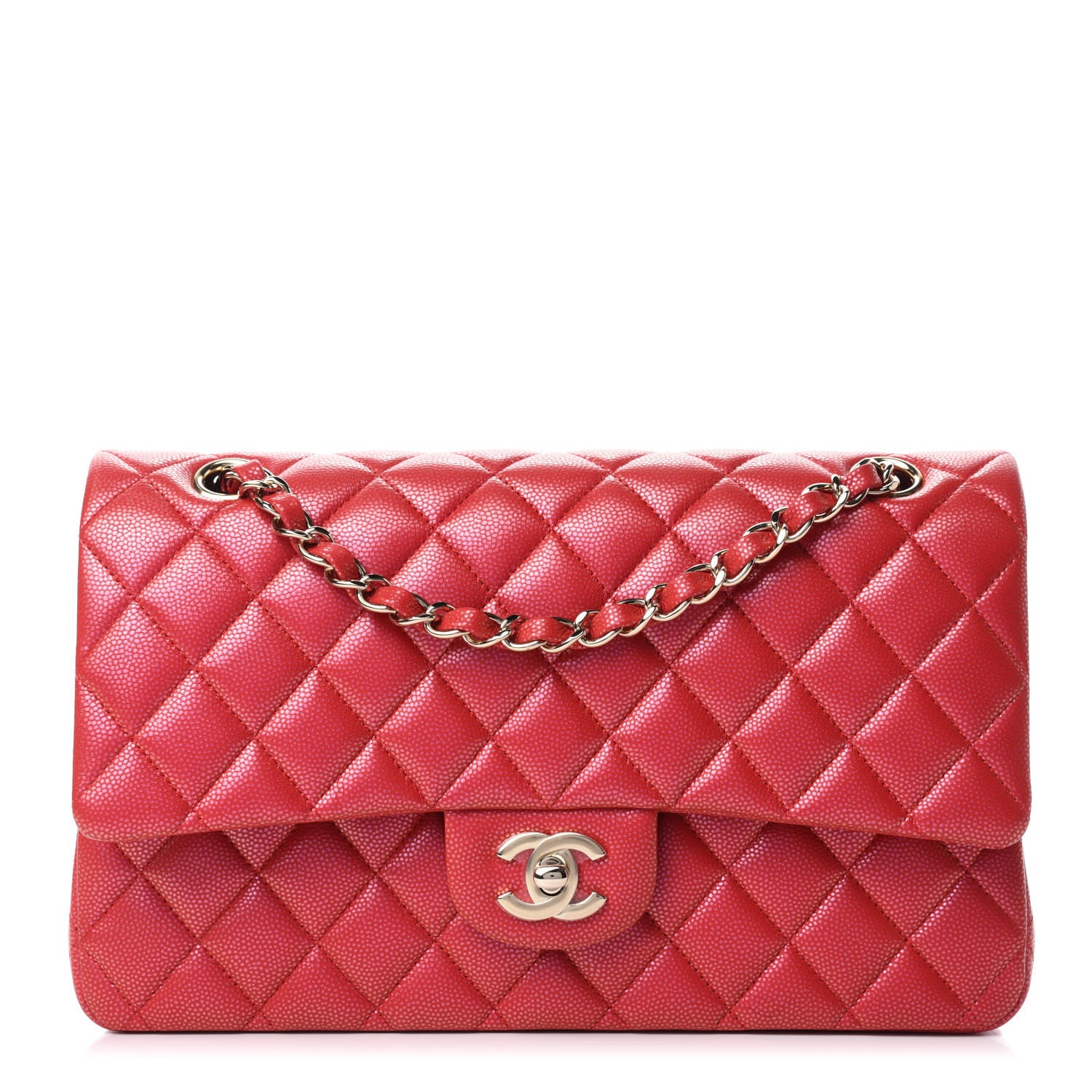 Chanel Iridescent Caviar Quilted Medium Double Flap Red 1 of 11