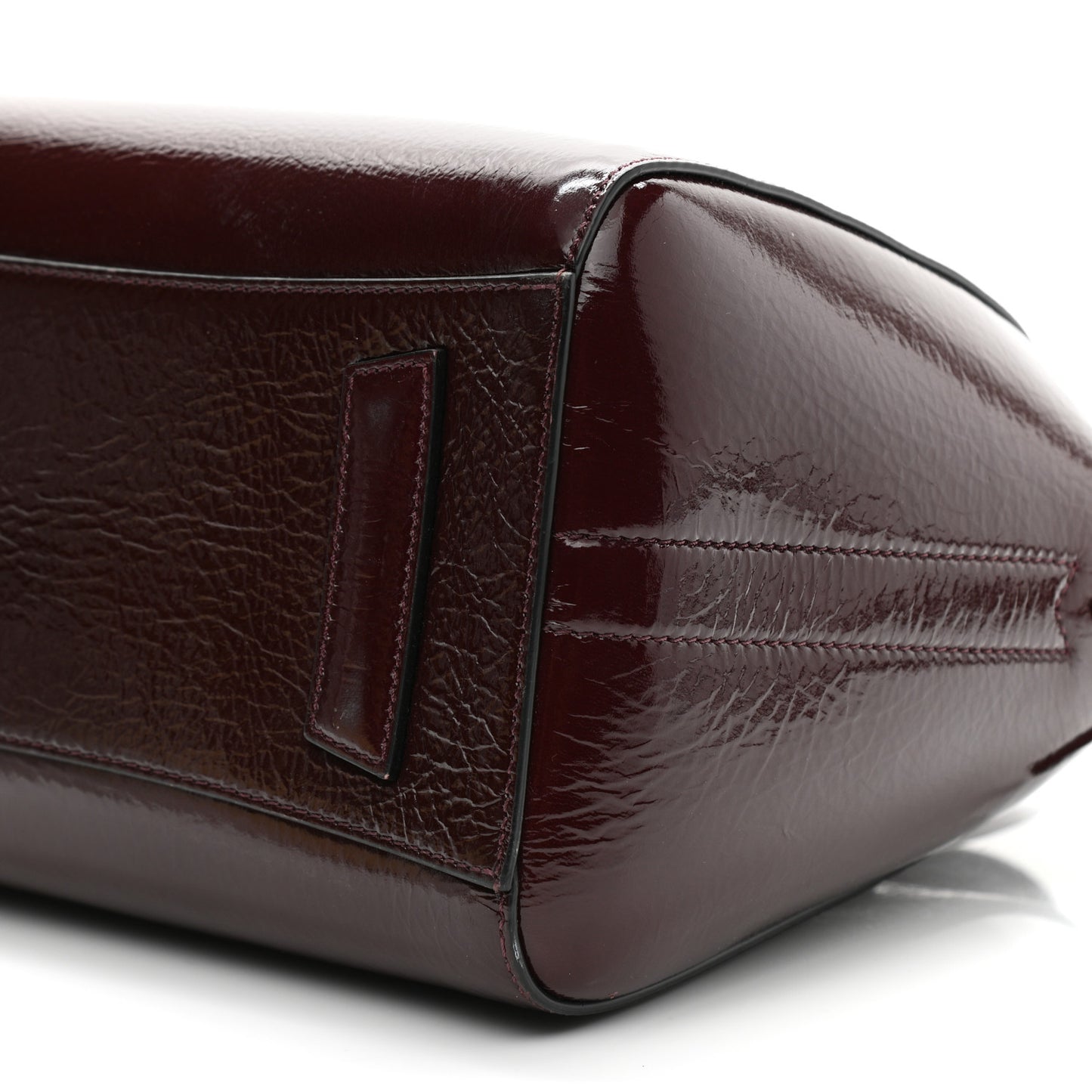 Crinkled Patent Deerskin Small Antigona Aubergine