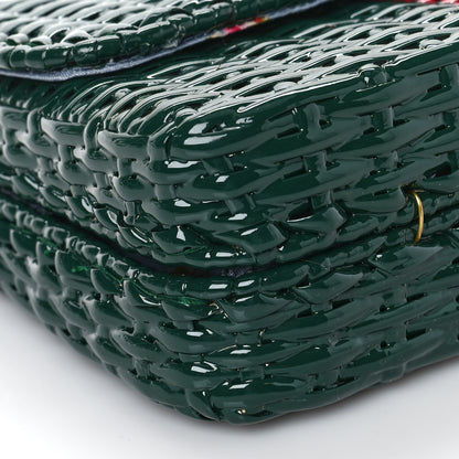 Gucci Glazed Wicker Stripe Small Cestino Shoulder Bag Green 8 of 9