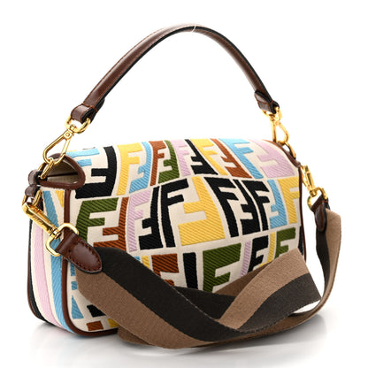 Fendi X SARA COLEMAN Canvas Vitello King Seta FF Fish Eye Embroidered Baguette Grezzo Multicolor Ghianda 3 of 9