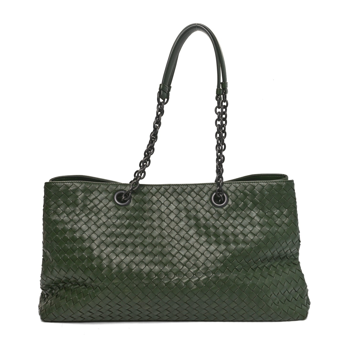 Nappa Intrecciato Large Classic Chain Strap Tote Green
