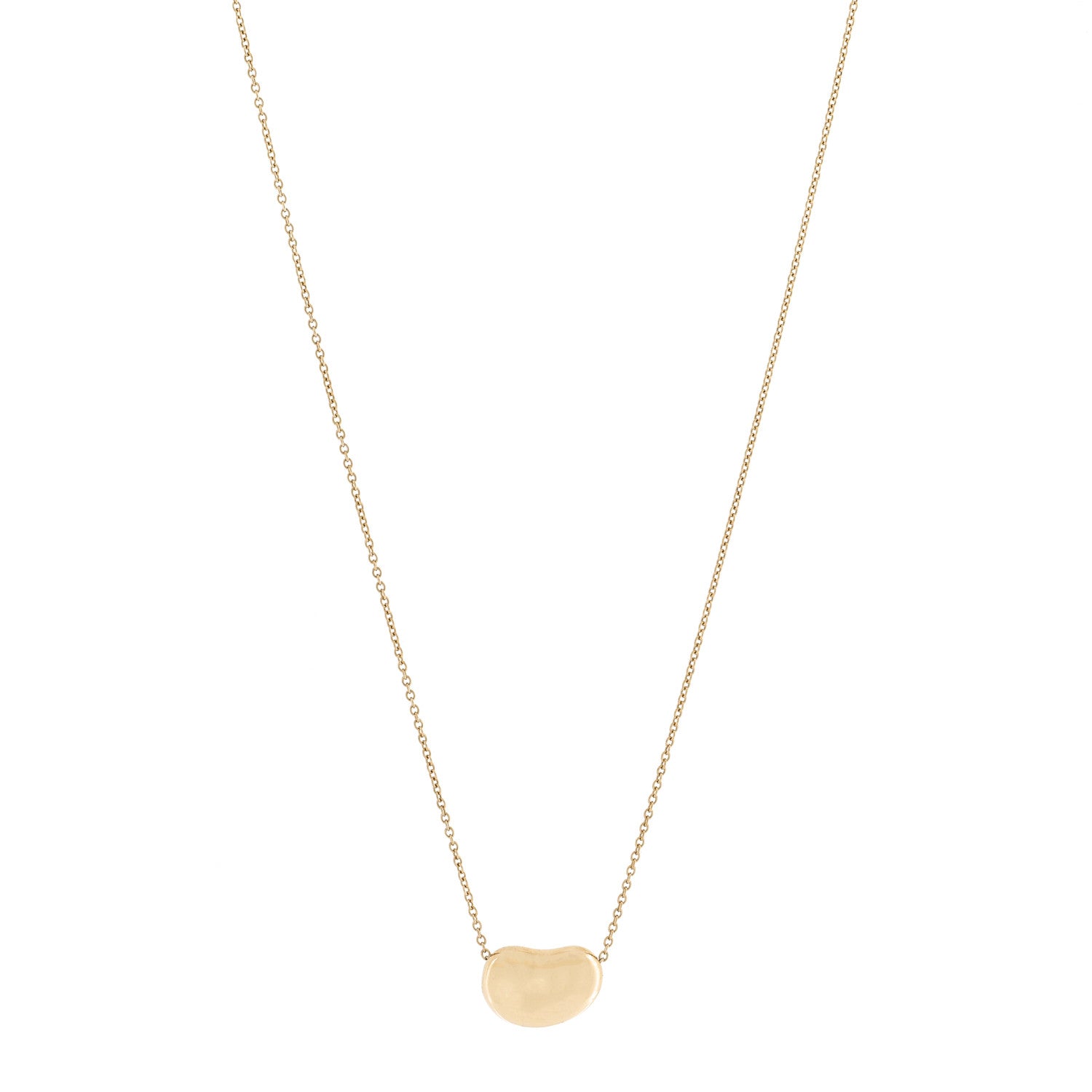 Tiffany 18K Yellow Gold 14mm Elsa Peretti Bean Pendant Necklace 1 of 5