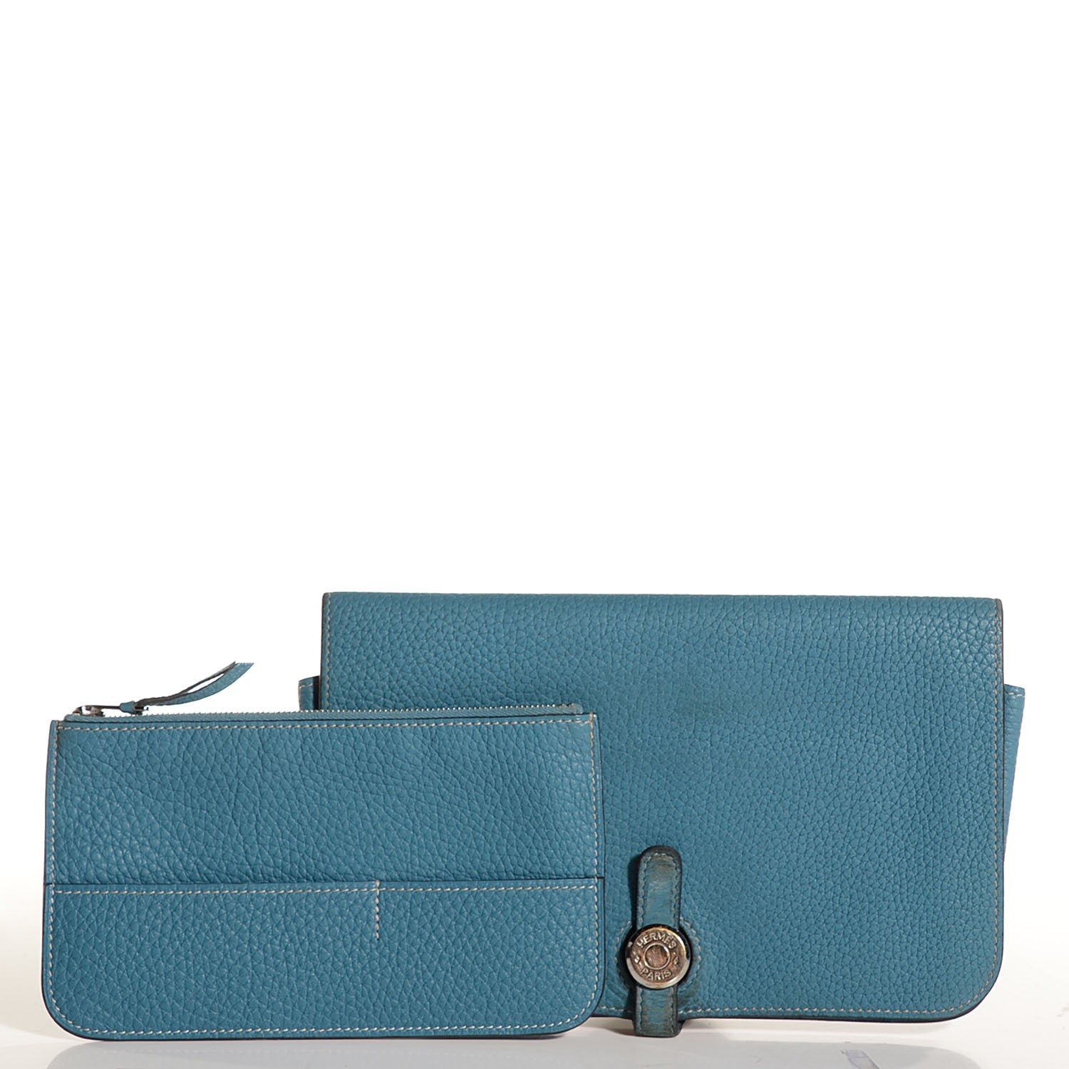 Hermes Taurillon Clemence Dogon Duo Wallet Blue Jean 12 of 12