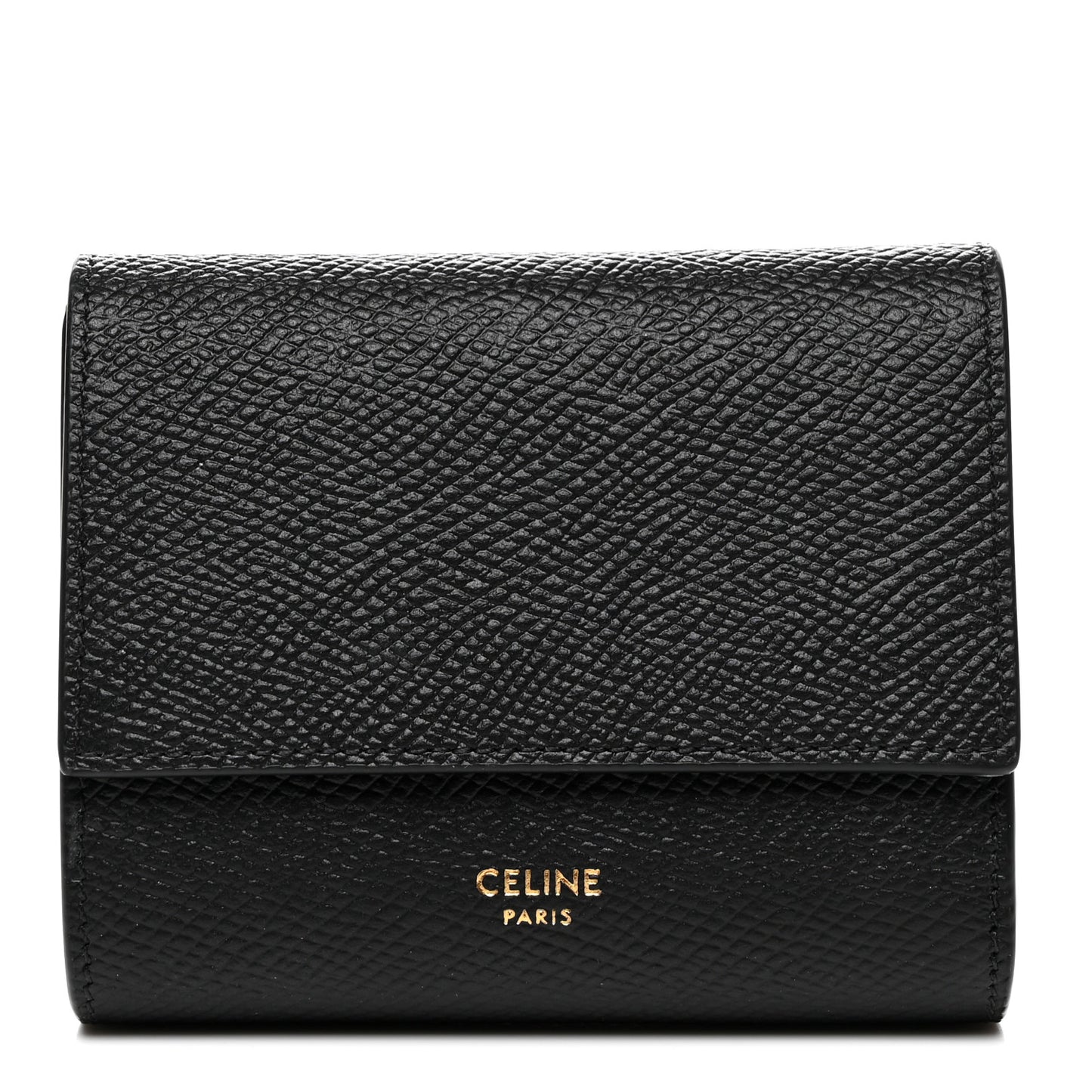 Grained Calfskin Small Multifunction Folded Wallet Black