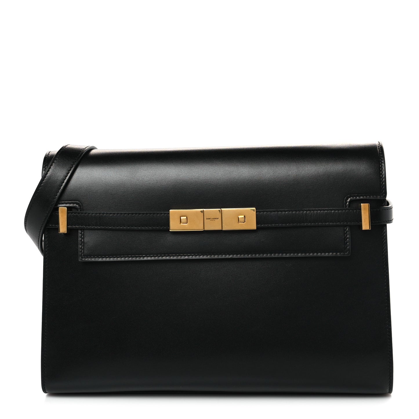 Smooth Calfskin Manhattan Shoulder Bag Black
