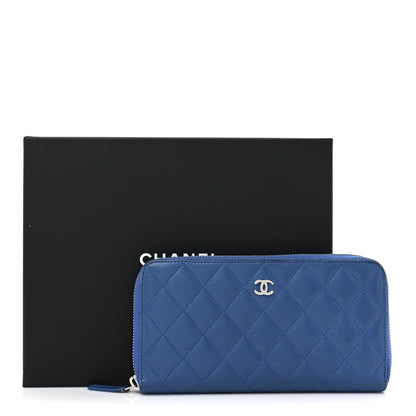 Chanel Lambskin Quilted Large Gusset Zip Around Wallet Dark Blue 22 of 22