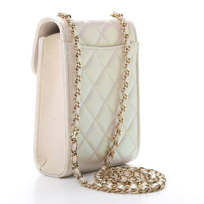Chanel Iridescent Lambskin Quilted CC Phone Holder Ivory 3 of 12