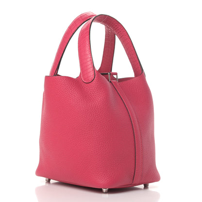 Hermes Taurillon Clemence Matte Alligator Picotin Lock Touch 18 PM Rose Mexico 2 of 4