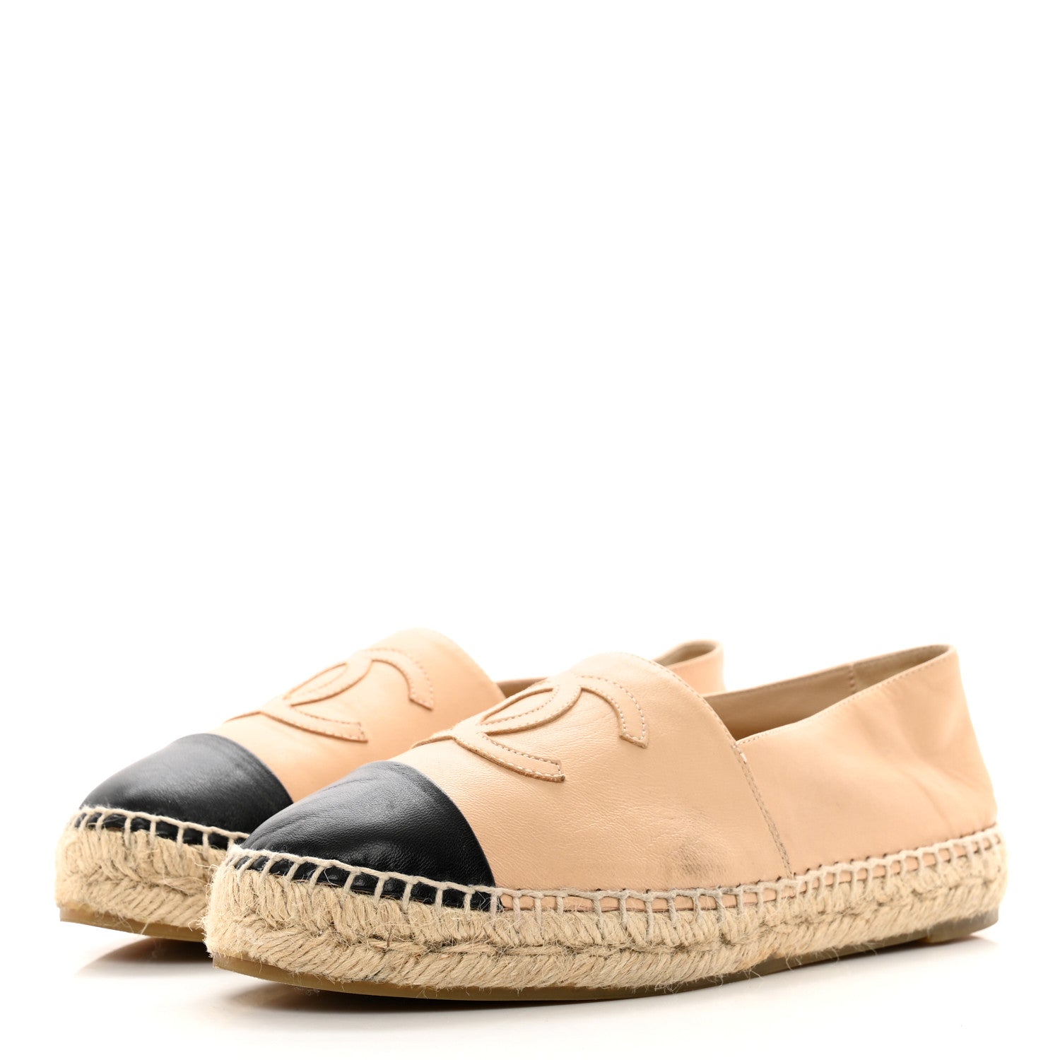 Chanel Lambskin CC Espadrilles 37 Beige Black 3 of 9