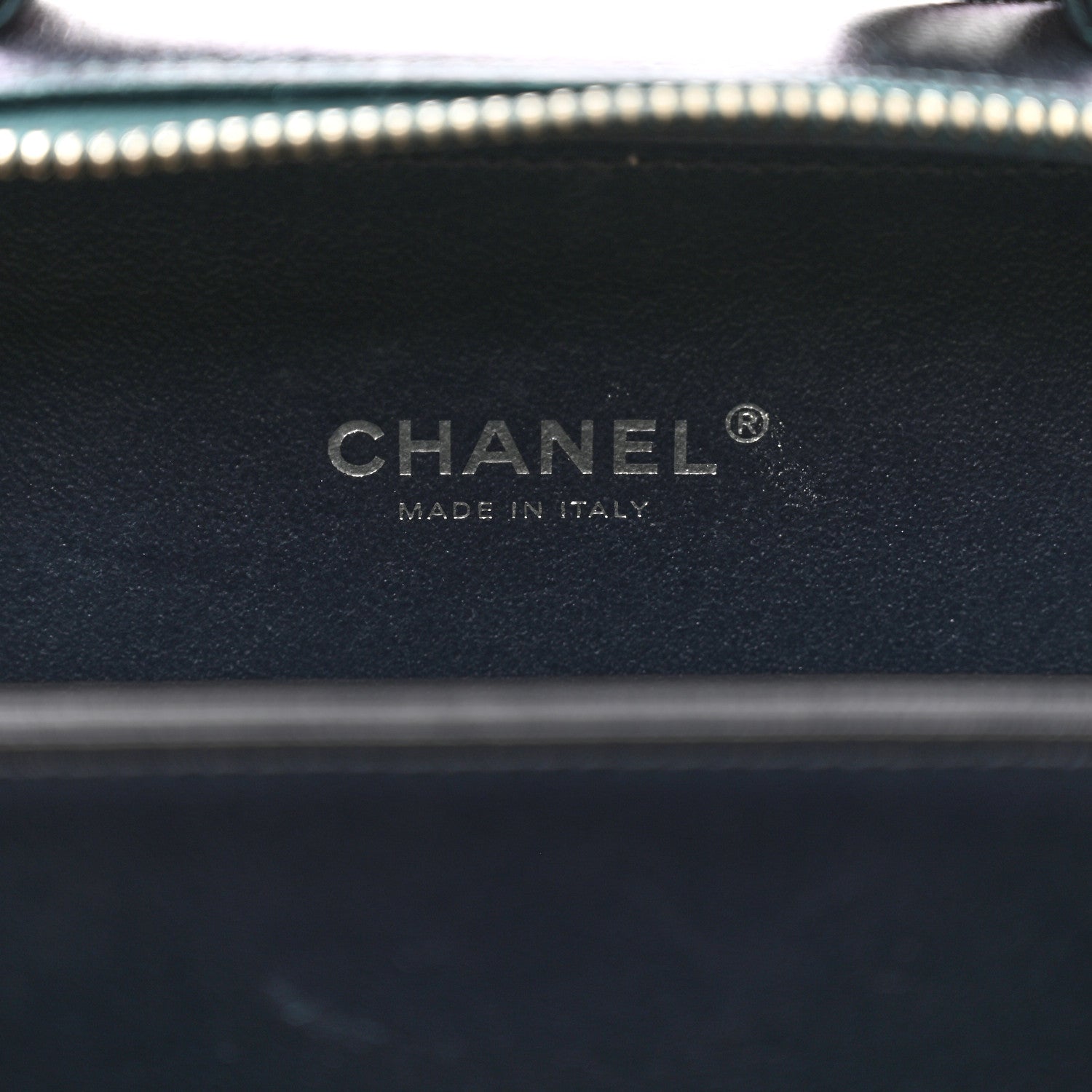 Chanel Iridescent Caviar Quilted Small CC Filigree Vanity Case Dark Turquoise 7 of 11