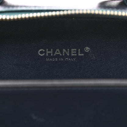 Chanel Iridescent Caviar Quilted Small CC Filigree Vanity Case Dark Turquoise 7 of 11