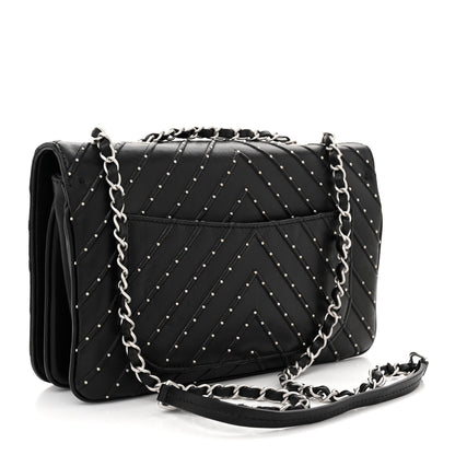 Chanel Calfskin Studded Chevron Quilted Flap Black 3 of 13
