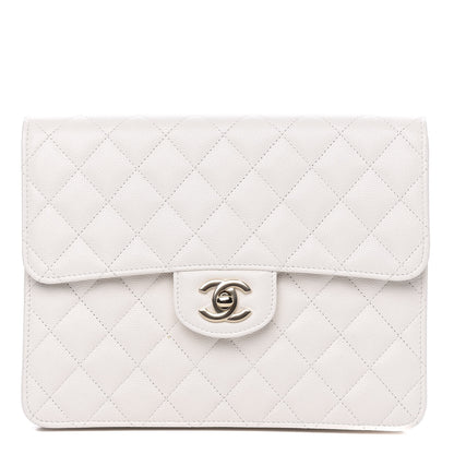 Chanel Caviar Quilted Square Flap Clutch White 1 of 9