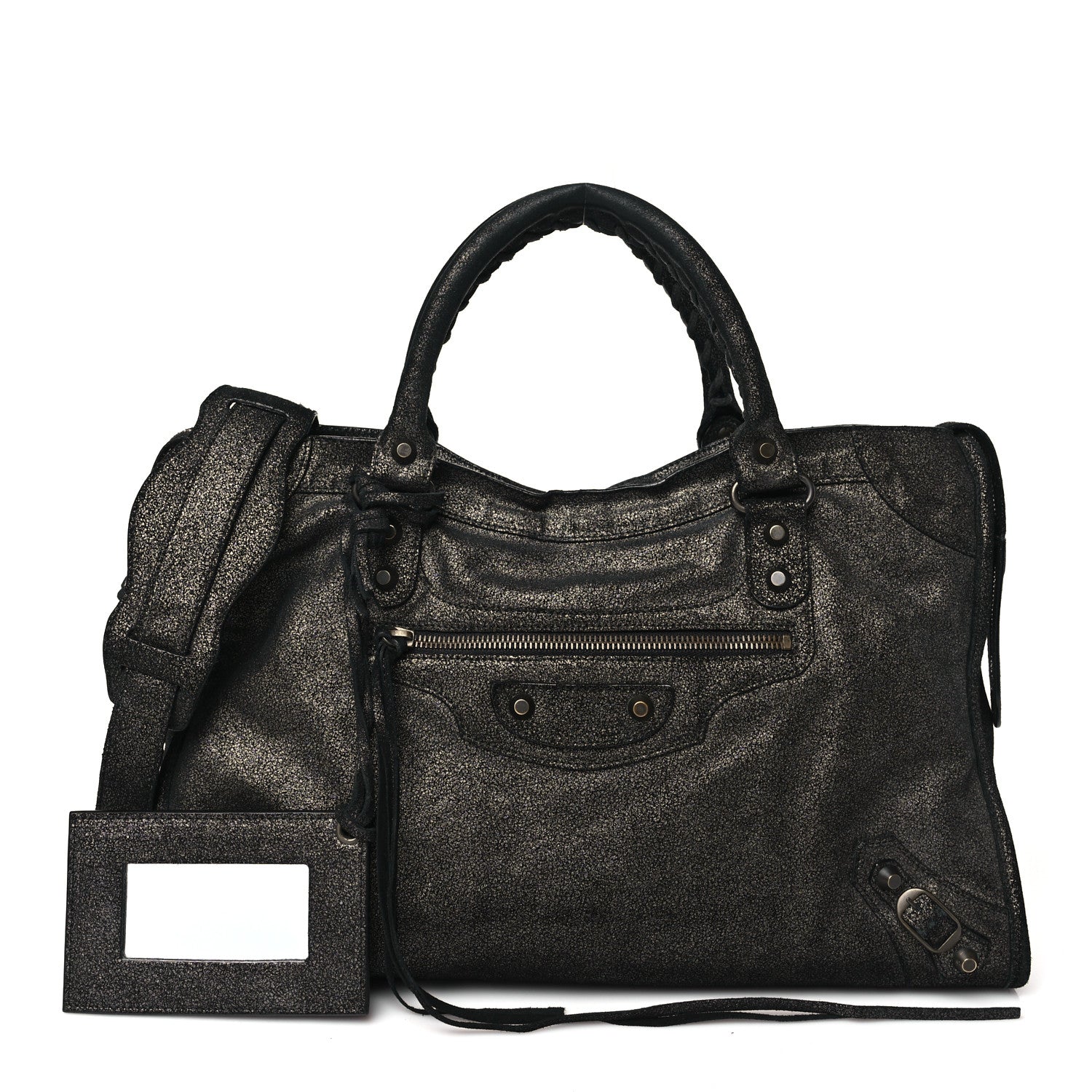 Balenciaga Metallic Craquele Calfskin Classic Hardware City Black 3 of 12