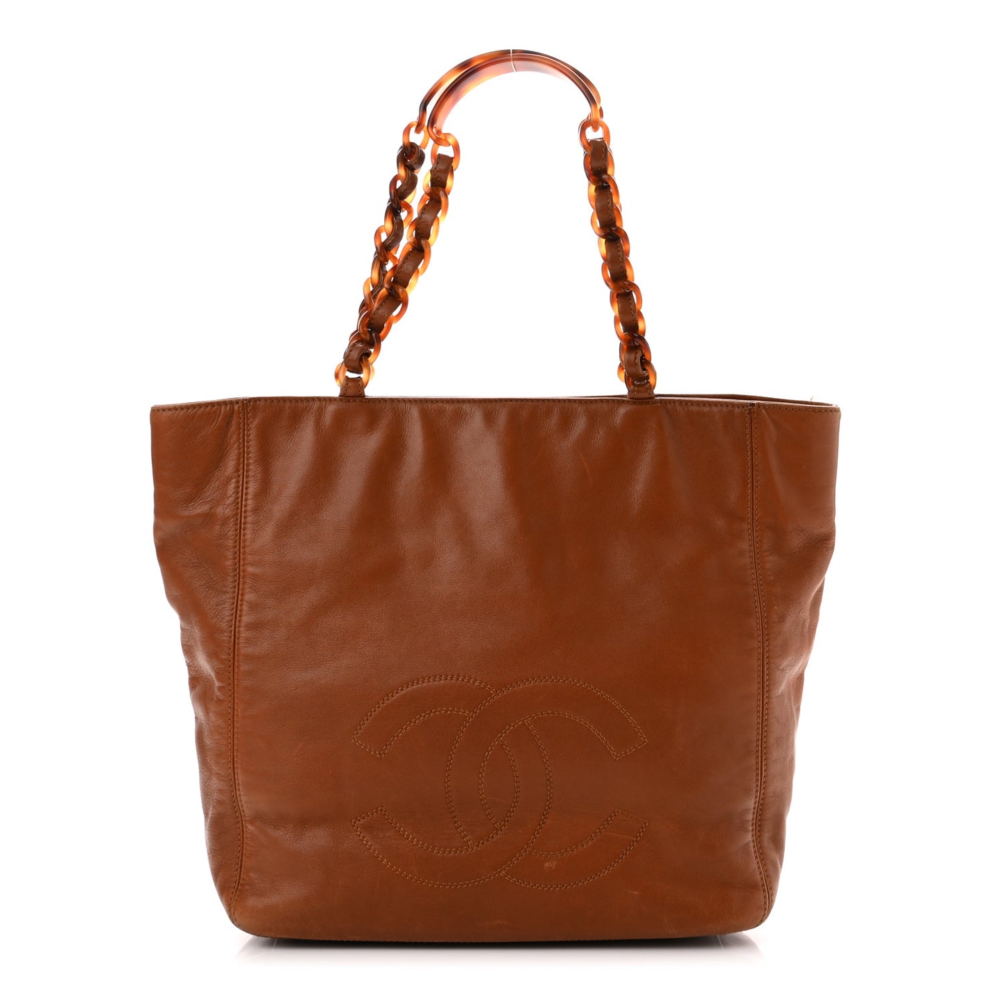 Lambskin Tortoise Chain CC Tote Brown
