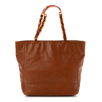 Chanel Lambskin Tortoise Chain CC Tote Brown 1 of 9