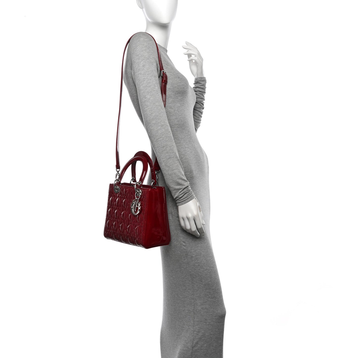 Patent Cannage Medium Lady Dior Burgundy Red