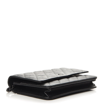 Chanel Crumpled Calfskin Quilted Wallet On Chain WOC So Black 4 of 9